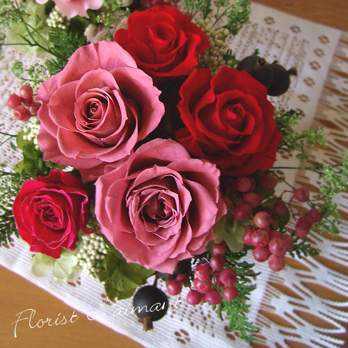 花結（レッド）【プリザーブドフラワー】