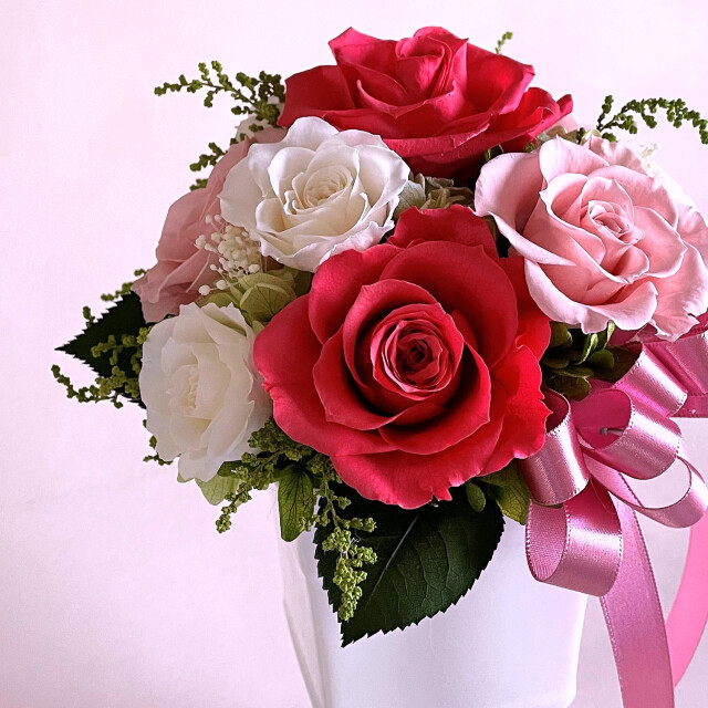 Welzoのプリザーブドフラワー「春うらら」(ピンク)誕生ギフト 朝茶・昼