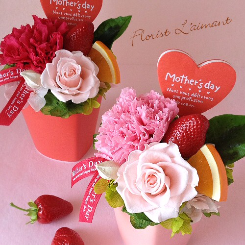 プリザーブドフラワーケーキ ハートピンク ギフトケース付き