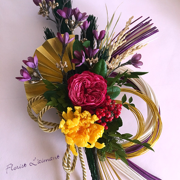 ◇古代紫◆しめ縄リース◇Lサイズ◆しめ縄◇リース 28cfd826c43d4796f30cbeae8c9cee