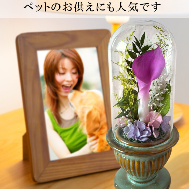 プリザーブドフラワー お供え 仏花 お洒落 ガラスドーム ドーム型