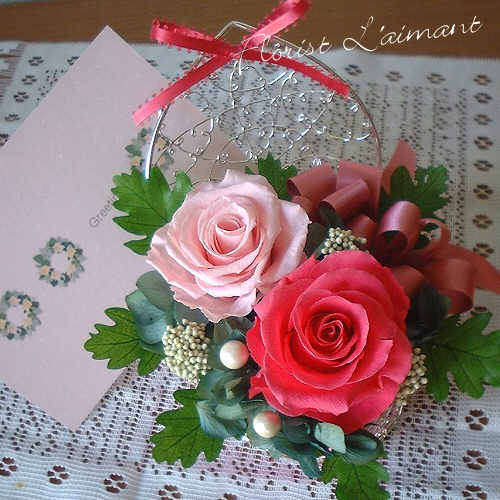 ハートアレンジ｜プチハート（ピンク） -プリザーブドフラワーギフトの