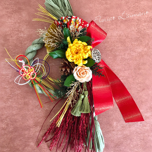 しめ縄リース・彩（レッド）01