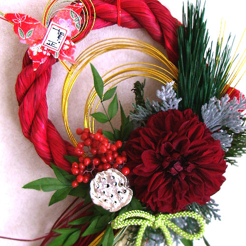 しめ縄リース・ミニ（レッド）01