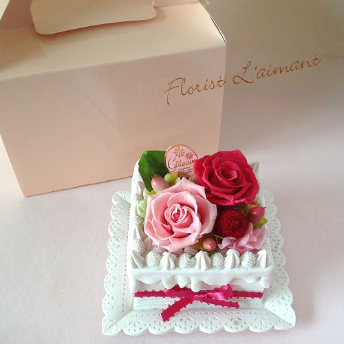 プリザーブドフラワー 花 フラワーケーキ 誕生日プレゼント ｜スクエア