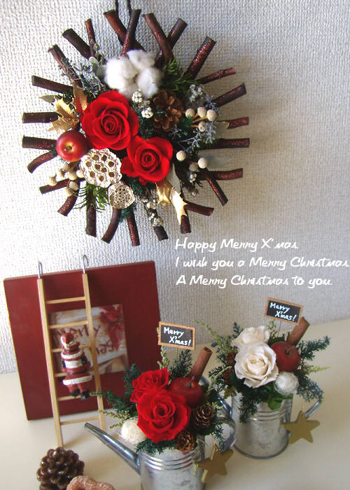 クリスマスリース｜ステラ（ホワイト） -プリザーブドフラワーギフトの