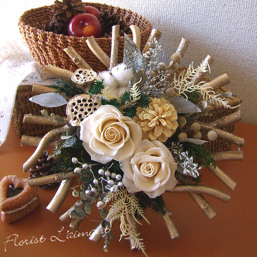 クリスマスプリザーブドフラワー｜ステラ（ホワイト）