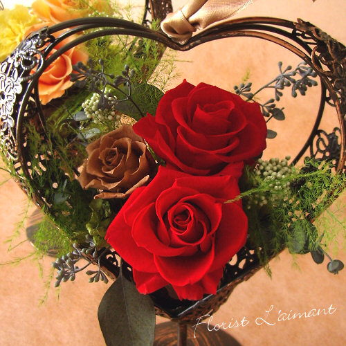 真っ赤なドライフラワーハートリース K1071033779 - リース