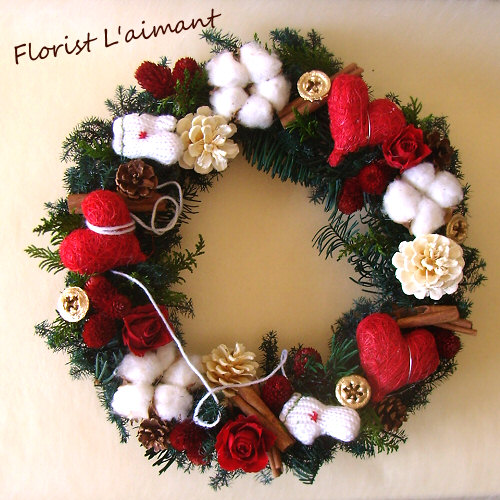 プリザーブドフラワー「メリーメリー」クリスマスリース01