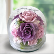 結婚祝いや古希・喜寿祝いにもおすすめの、ラベンダーピンクのドームアレンジ｜グレイス（ラベンダーピンク）