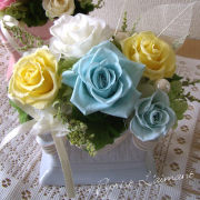 ロマンティックローズ（ブルー）｜サムシングブルーとしてご結婚祝いにおすすめ プリザーブドフラワー