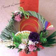 プリザーブドフラワーのしめ縄リース｜しめ縄リース・舞（パープル）