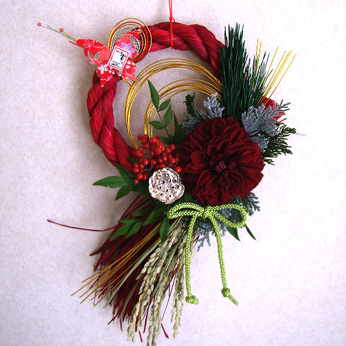 しめ縄リース・ミニ（レッド）02