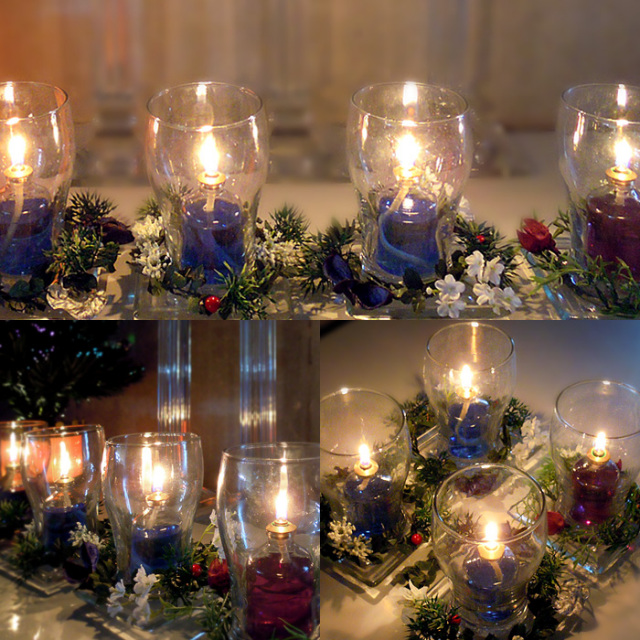 X'mas】クリスマスアドベント キャンドルランプセット（ブルー&パープル）