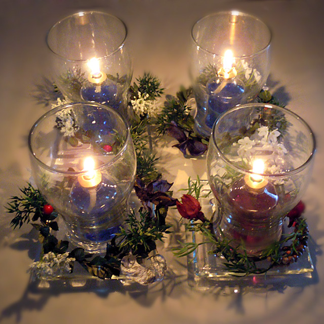 X'mas】クリスマスアドベント キャンドルランプセット（ブルー&パープル）