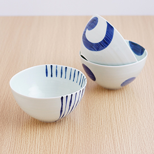 波佐見焼　康創窯　こうそうかま 丼 どんぶり　二色丸紋　十草　からくさ　うず　【和食器通販ショップ藍土な休日】