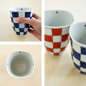 和食器通販ショップ 藍土な休日 そうた窯 市松 角フリーカップ
