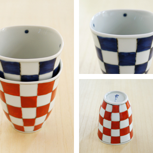 和食器通販ショップ 藍土な休日 そうた窯 市松 角フリーカップ