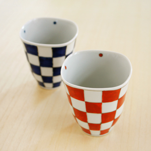 和食器通販ショップ 藍土な休日 そうた窯 市松 角フリーカップ
