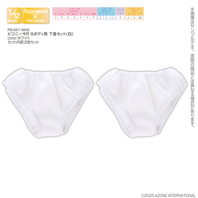 ピコニーモR Gボディ用 下着セット(白) PIC457-WHG