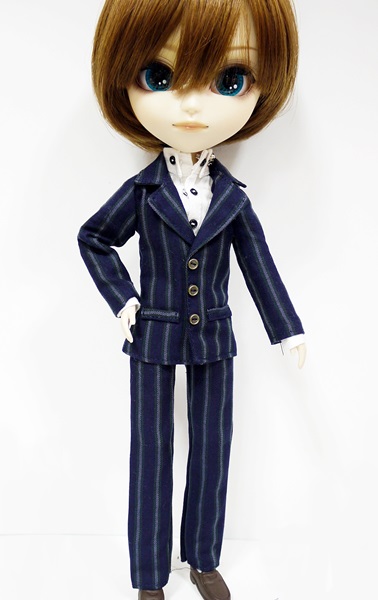 HS ストライプ ジャケット&パンツセット紺系/イスルサイズ ho103