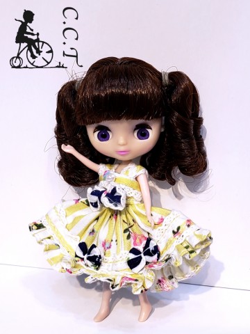 CCTプチブライスサイズイエローストライプワンピースcp128