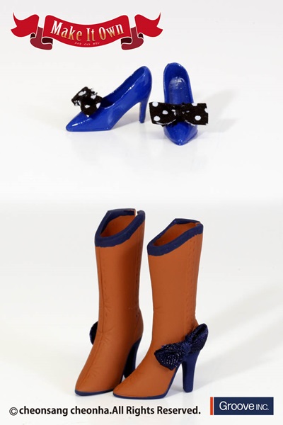 Shoes Selection ハイヒール（ブルー）×ブーツ(ブラウン)