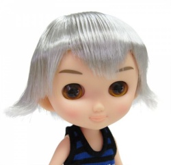 おでこちゃん 外ハネミディかつら　シルバー