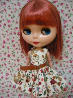 CCTブラウンフローラルドレス ベルト付 ｃ097