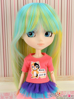 8～9.5インチCC耐熱ウィッグストレートロングイエローブルーピンクHT-02CS 9812