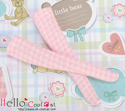 CC ブライス・プーリップサイズ ニーソックスグリッドKS-126ホワイト+ピンク