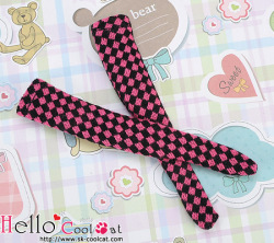 CC ブライス・プーリップサイズ ニーソックスグリッドKS-128ブラック+ディープピンク