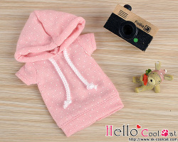 CC フード付ショートスリーブシャツ ドットピンク NPA-12