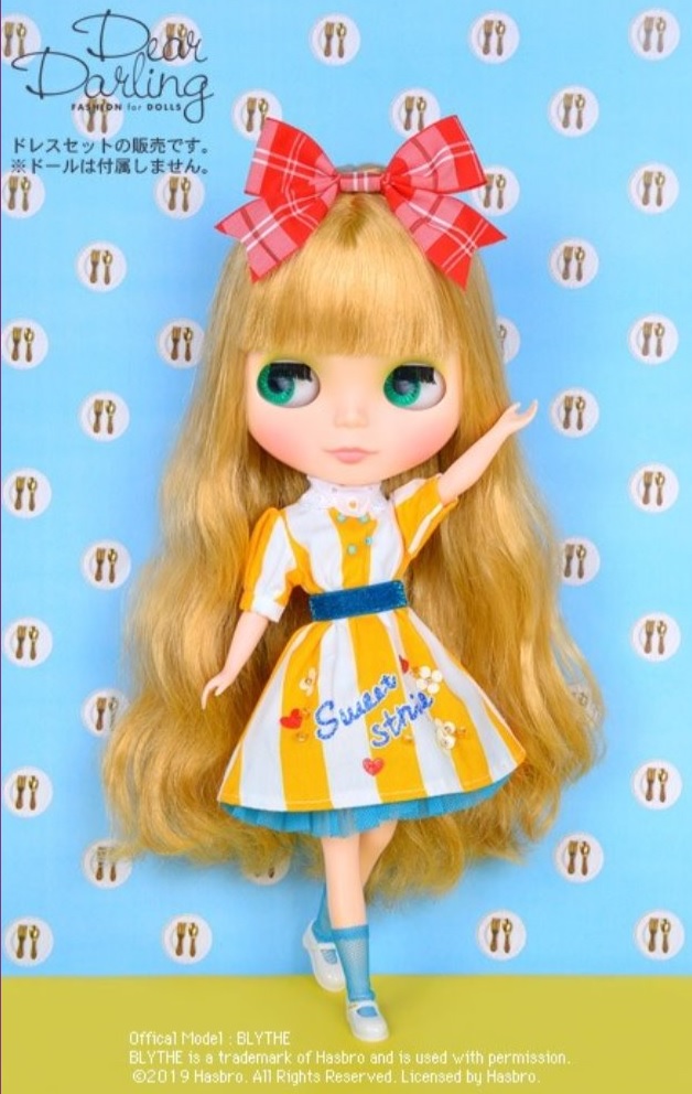 sandy ストライプワンピースセット イエロー 22cmドール用 ブライス 未使用 Dear Darling fashion for dolls ジュニームーン 札幌市北区屯田 Dear Darling fashion for dolls「sandy ストライプワンピースセット」