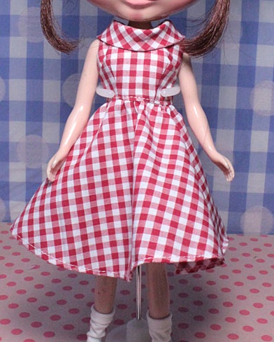 サーキュラーワンピース 黒×ピンク水玉 S・XL 50'sサーキュラーワンピース