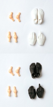 PetWORKS 六分の一男子図鑑　手先・足先セット ホワイト/ブラック