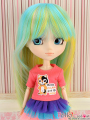 8～9.5インチCC耐熱ウィッグストレートロングイエローブルーピンクHT-02CS 9812