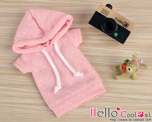 CC フード付ショートスリーブシャツ ドットピンク NPA-12