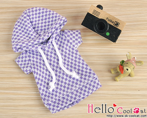 CC フード付ショートスリーブシャツ グリッドバイオレット NP-A19