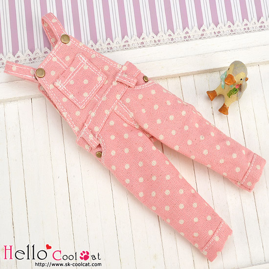 CC デニムオーバーオールピンクドットOL-04