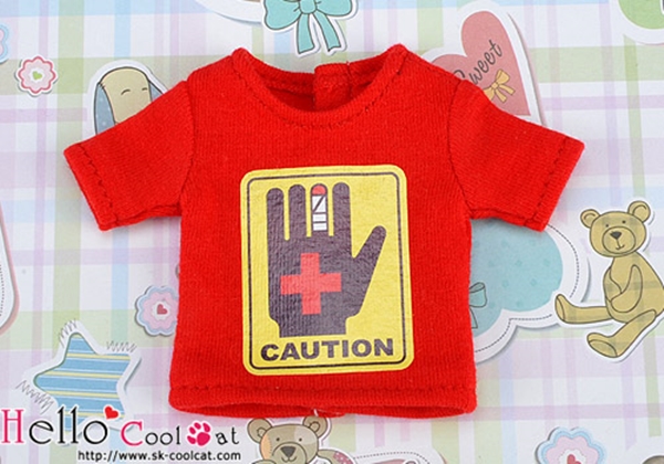 coolcat 半袖プリントTシャツ/コーションレッドPR-47