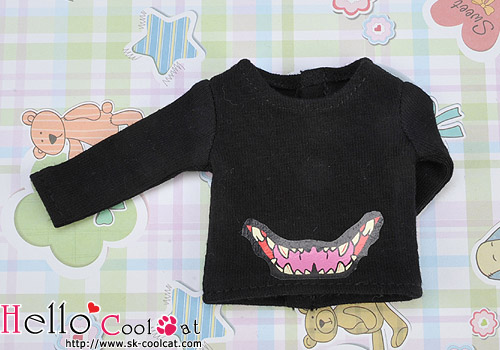 CC半袖プリント長袖Tシャツ/モンスター ブラック PR-71