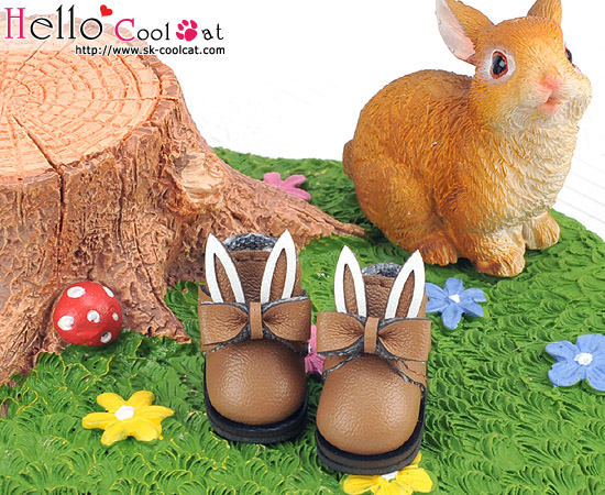 CC かわいいうさ耳付アンクルブーツ ココア23-4