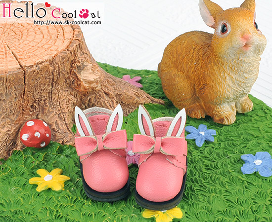 CC かわいいうさ耳付アンクルブーツ ディープピンク23-6