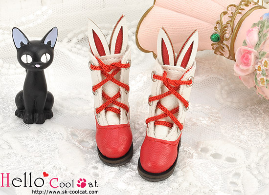 CC かわいいうさ耳付ブーツ レッド24-5