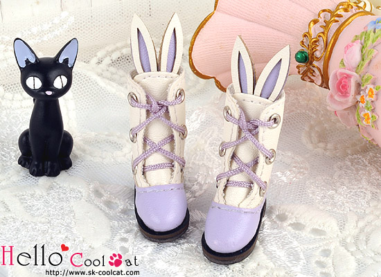 CC かわいいうさ耳付ブーツ バイオレット24-7