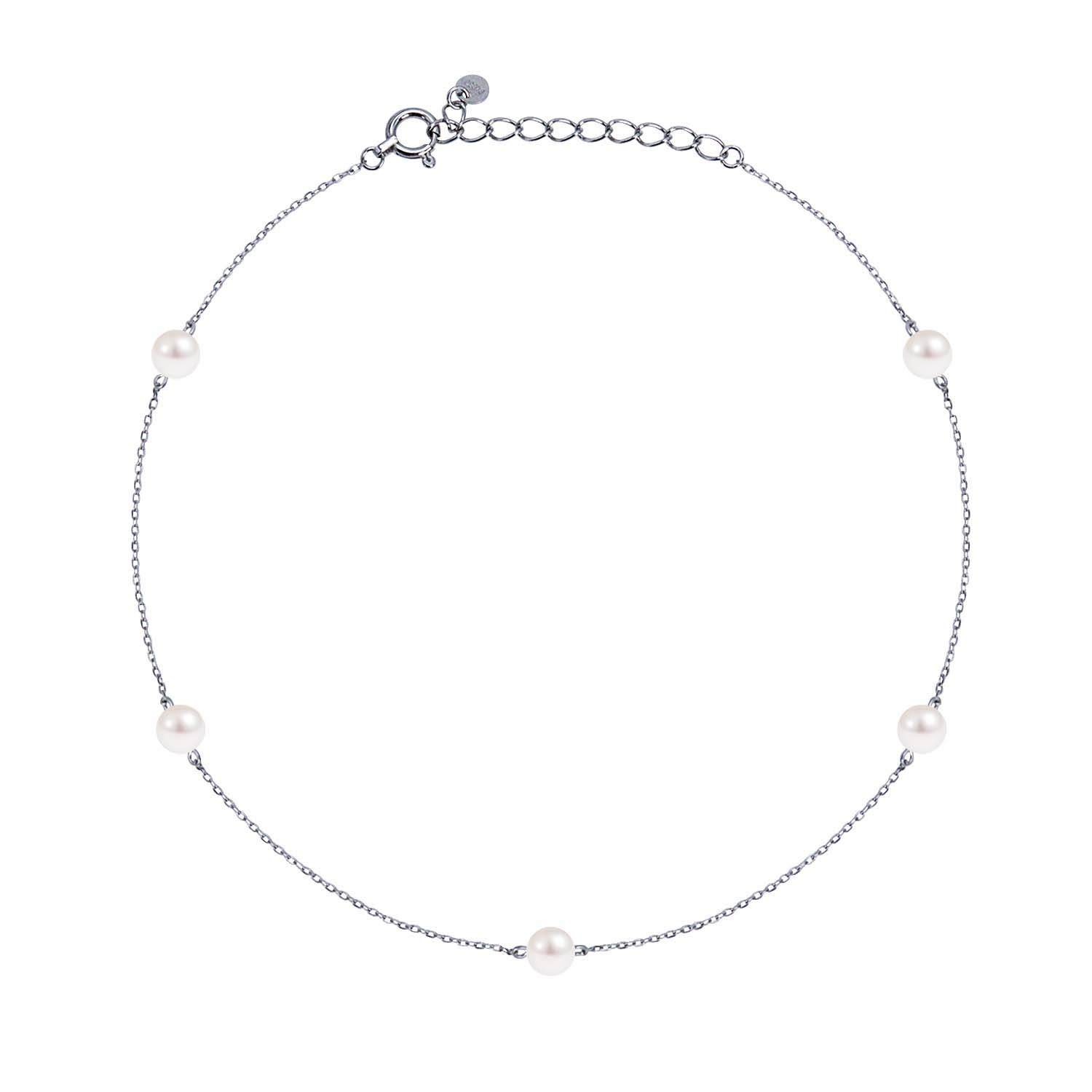 あこや本真珠 アンクレット  パール 5珠 PT850 K18 ゴールド lab56-0001