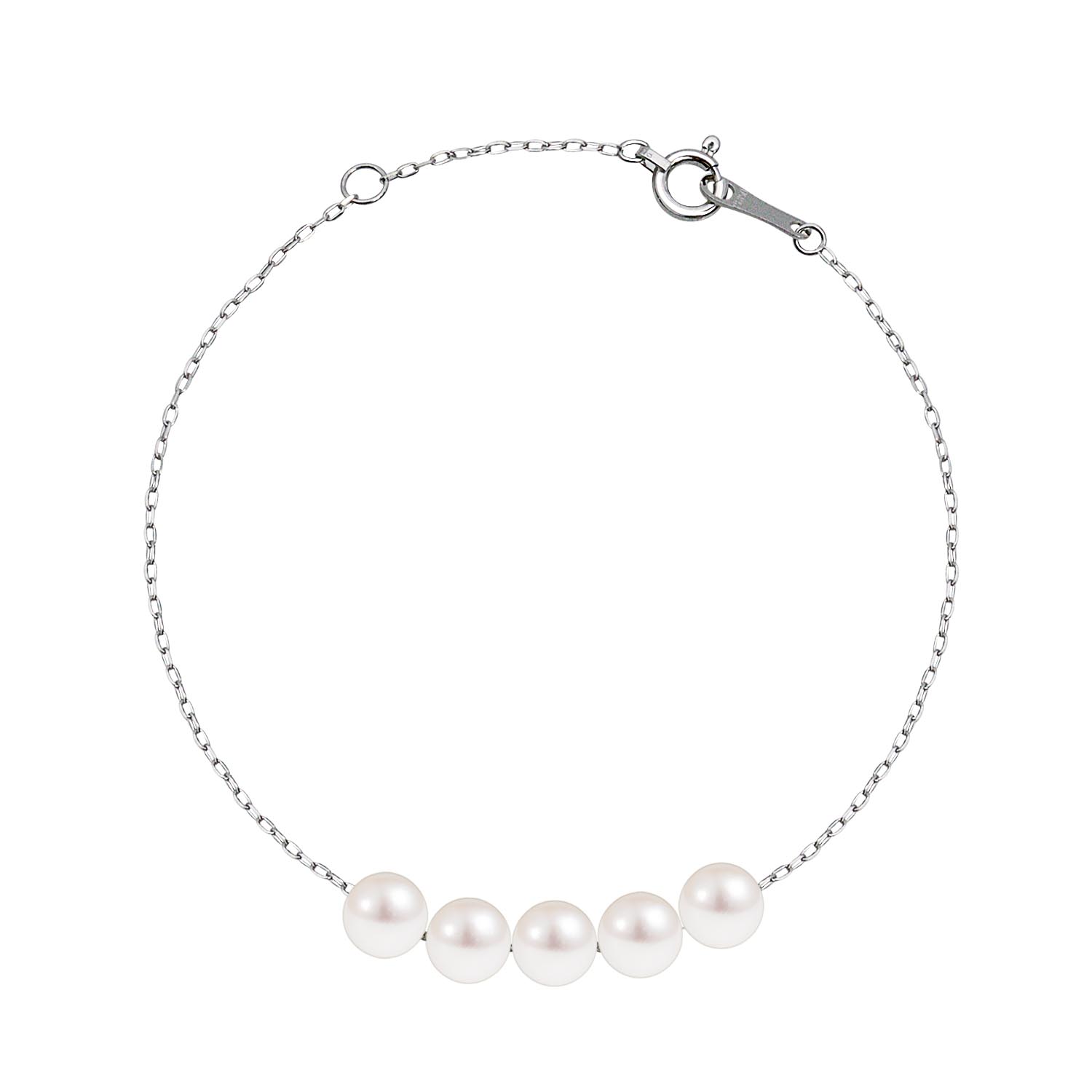 ブレスレット レディース アコヤ真珠 パール 5~5.5mm 5珠 PT850 プラチナ or K18 18金 ゴールド lb56-0001