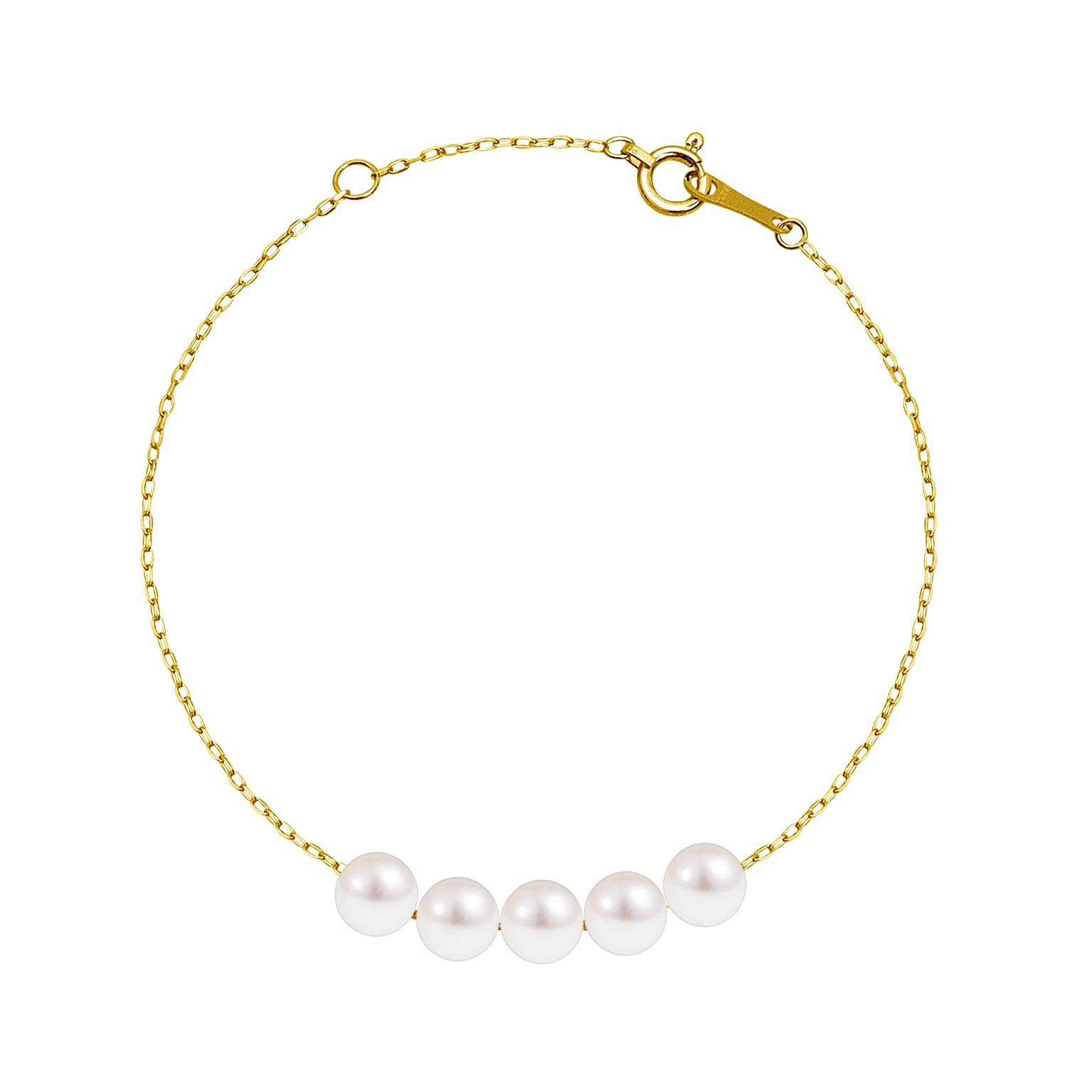 ブレスレット レディース アコヤ真珠 パール 5~5.5mm 5珠 PT850 プラチナ or K18 18金 ゴールド lb56-0001