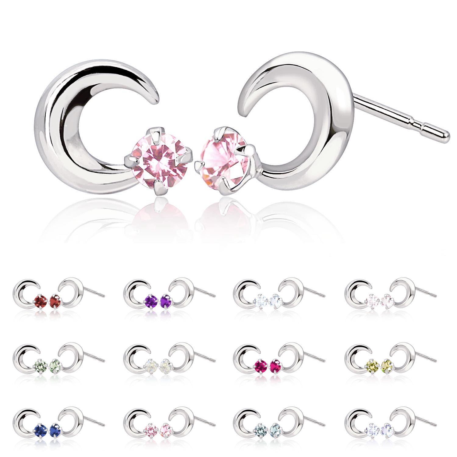 ララクリスティー レディース ピアス ムーン 12誕生石 プラチナ pt900 ゴールド K18 le102-0001